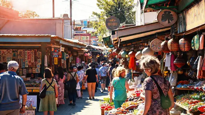 Mercado local vibrante y acogedor