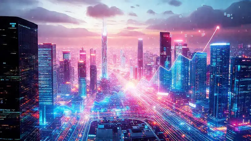 Ciudad futurista digital, flujo optimizado