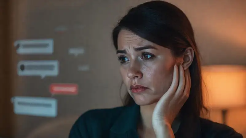 Ella escucha con preocupación