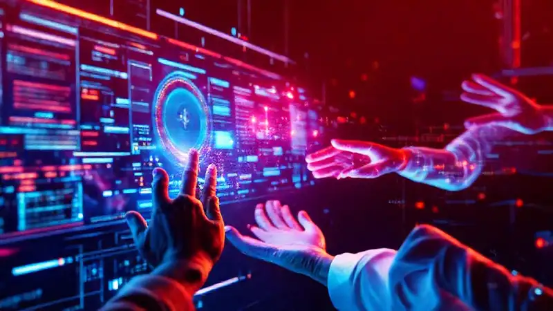 Interfaz futurista: datos vibrantes e interactivos
