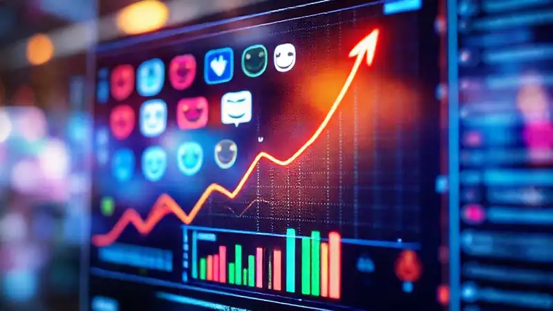 Pantalla digital muestra éxito visualmente brillante