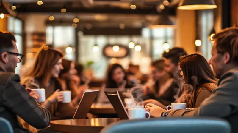 Café acogedor con conversación relajada