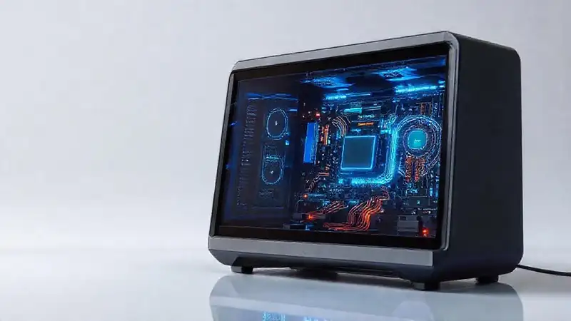 La computadora moderna brilla con diseño tecnológico