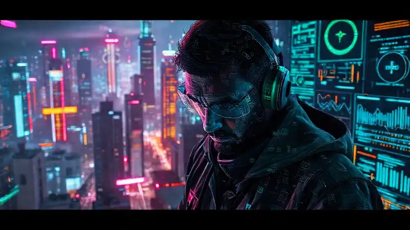 Ciudad futurista, datos y ansiedad digital