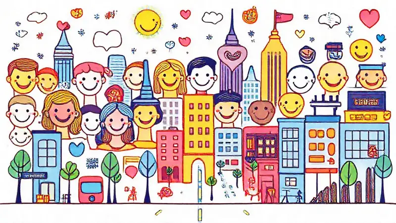 Redes sociales vibrantes y alegres conectan la ciudad