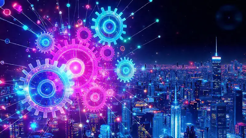 Una red digital colaborativa brillante y esperanzadora