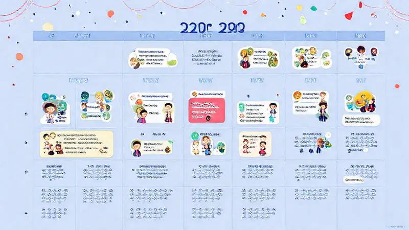 Calendario alegre con eventos diversos