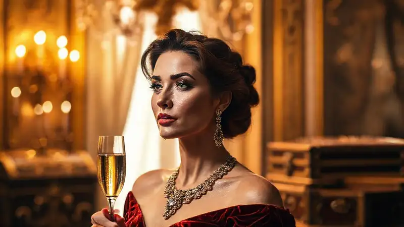 Una mujer elegante y lujo radiante