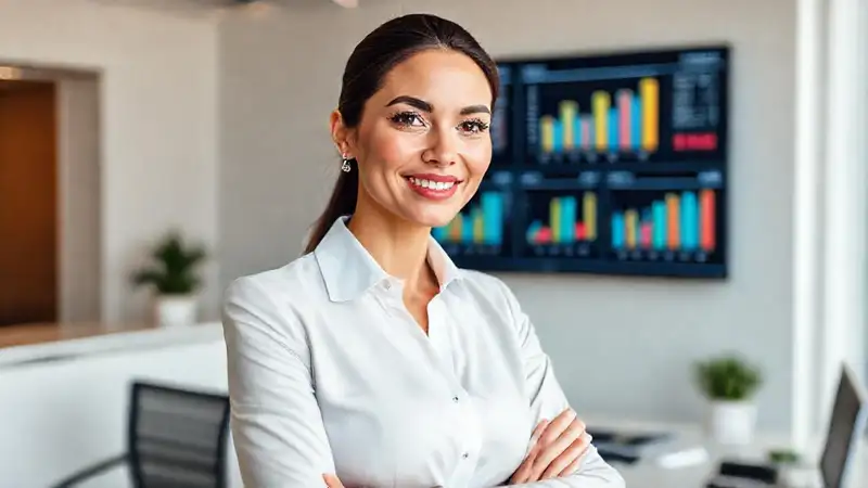 Empresaria profesional irradia confianza moderna