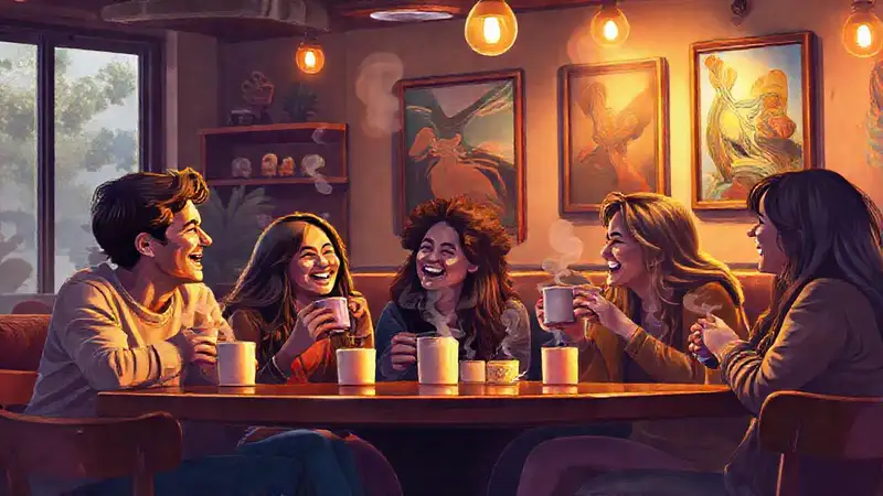 Un café acogedor llena de risas