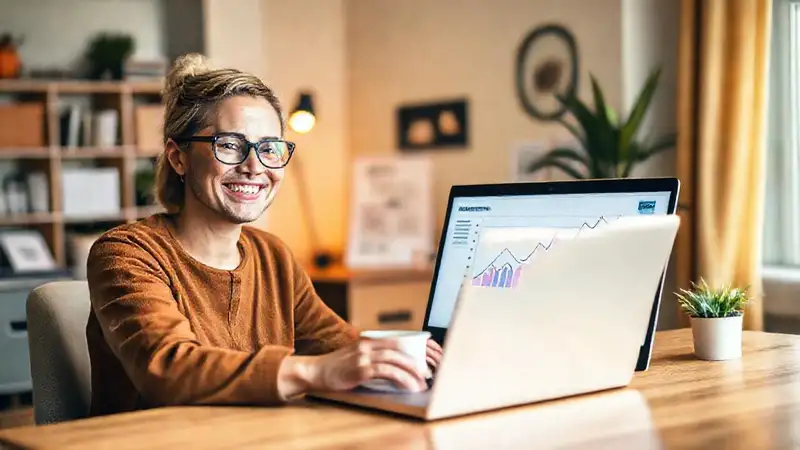 Un emprendedor creativo disfruta un ambiente acogedor