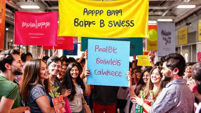 Éxito festivo y colorido para negocios