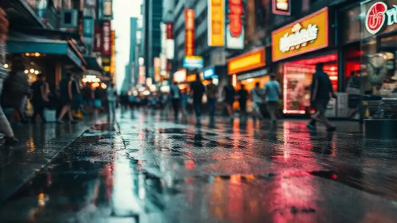 La ciudad lluviosa vibra con colores