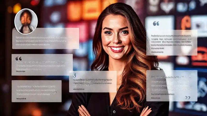 Mujer exitosa promueve marca digitalmente