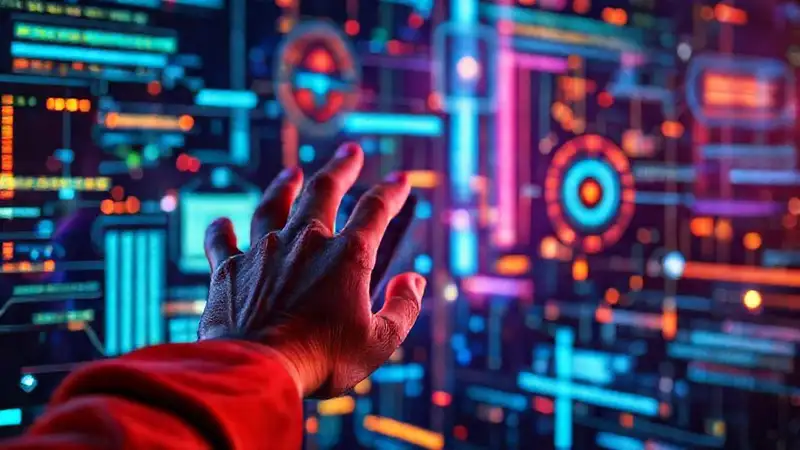 Flujo de datos futurista interactivo brilla