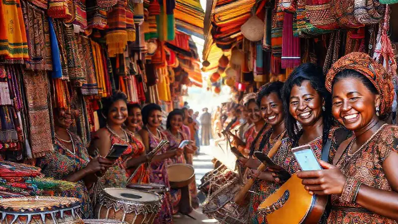 Mercado vibrante con encanto cultural moderno
