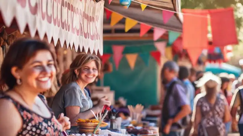 Mercado festivo irradia alegría y color