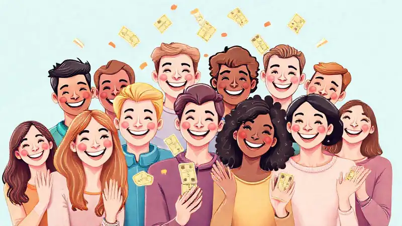 Un grupo sonriente celebra la lotería