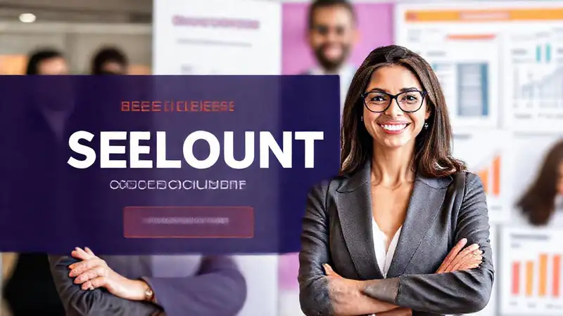 Una ejecutiva segura vende beneficios con éxito