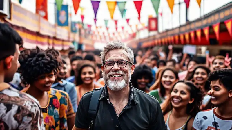Festival vibrante con gente diversa