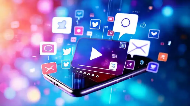 Redes sociales digitales vibrantes conectan visualmente