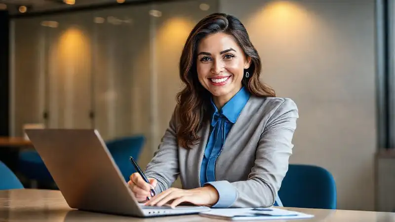 Una mujer profesional transmite confianza y seriedad