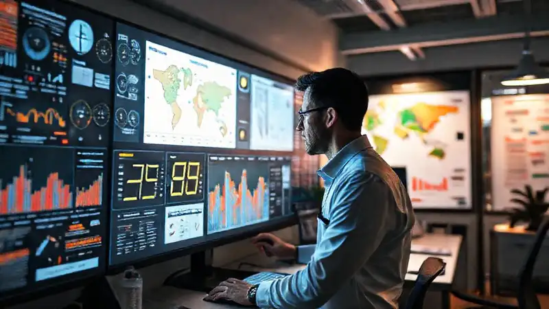 Investigador analiza datos digitales en tiempo real