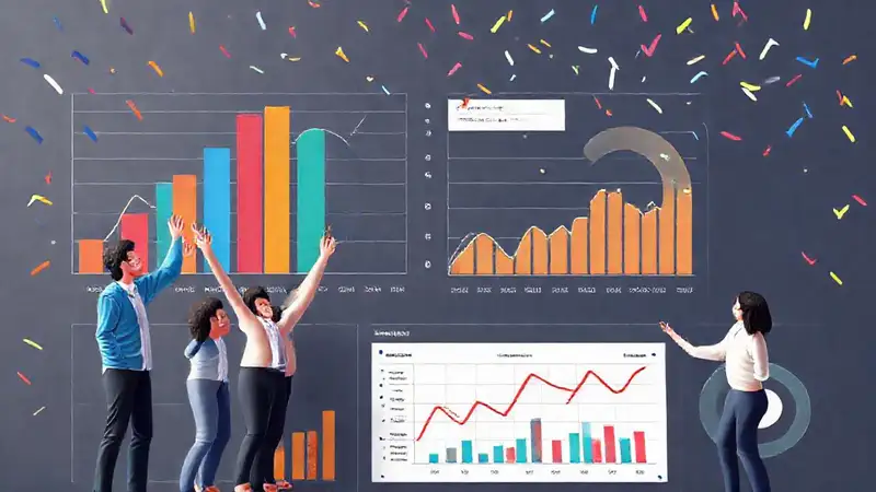 Éxito medido: datos visuales y equipo feliz