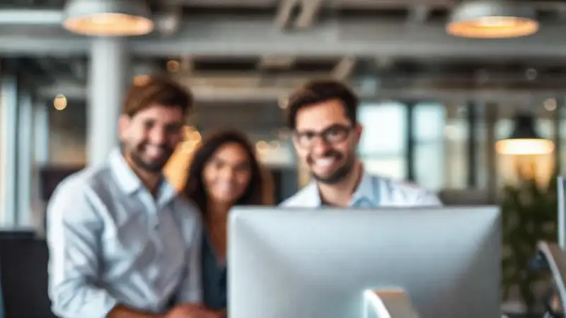 Un equipo colabora en oficina moderna