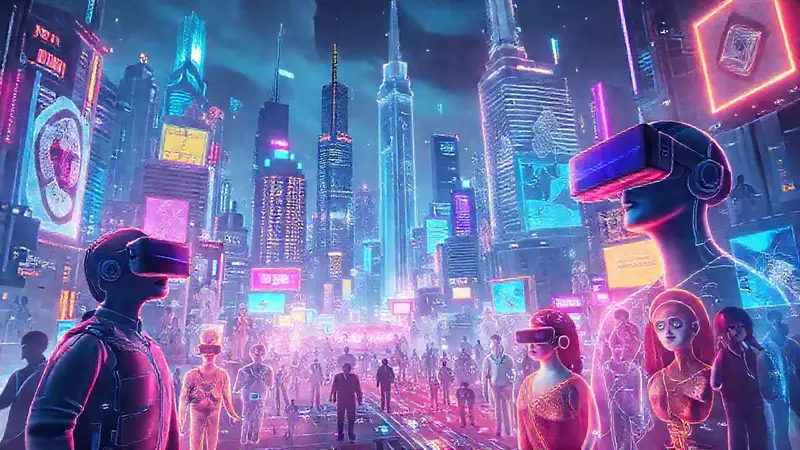 Ciudad futurista, brillante y diversa