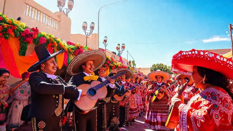 Celebración mexicana alegre y colorida