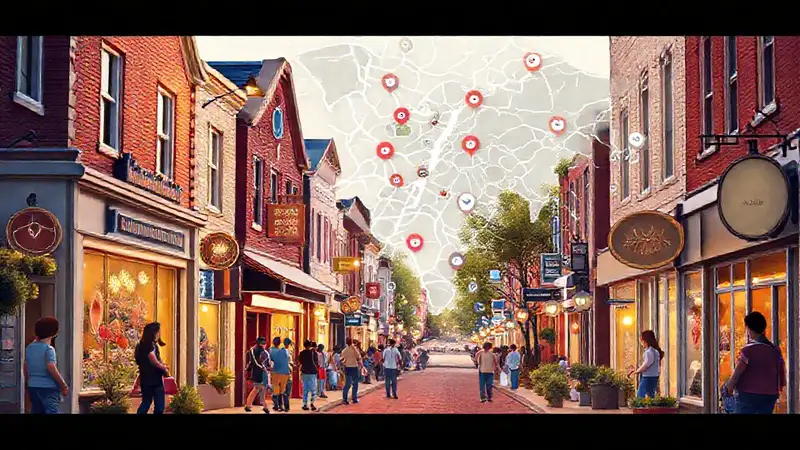 Pequeña calle con gente diversa