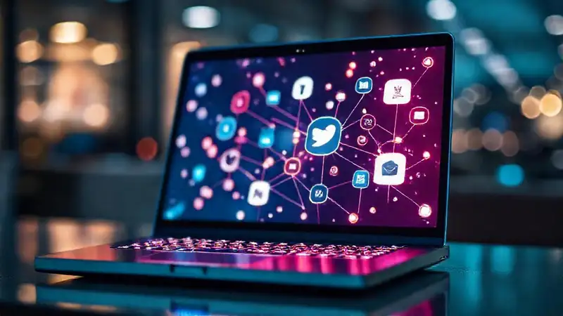 Una laptop moderna irradia tecnología minimalista