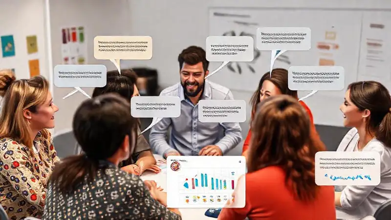 Equipo colaborativo visualiza ideas con éxito