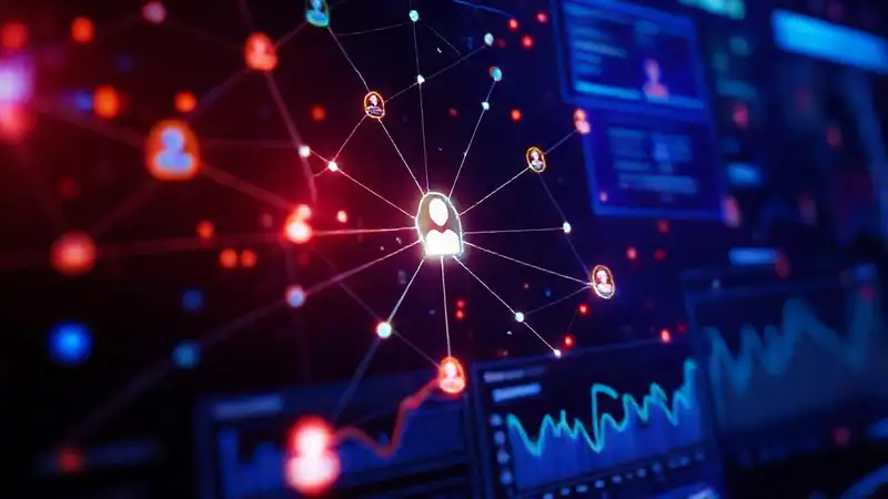 Visualización futurista de datos conectados