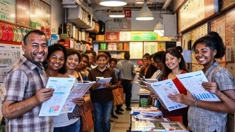 La tienda local atrae clientes felices