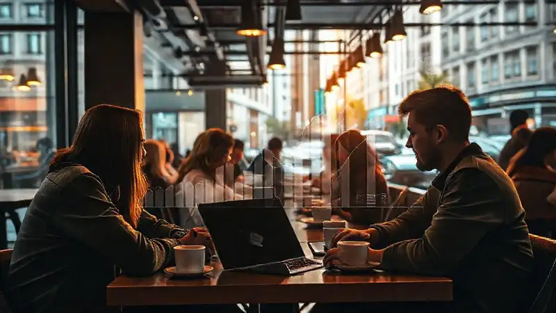 Un café moderno y acogedor en la ciudad