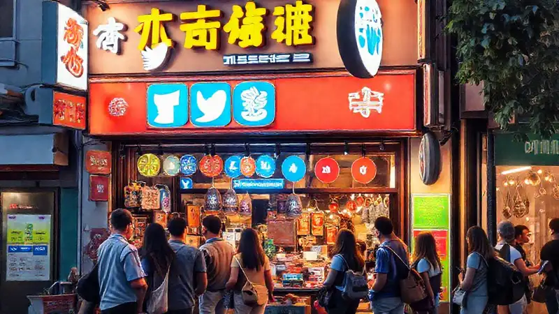 Un negocio local destaca en calle vibrante